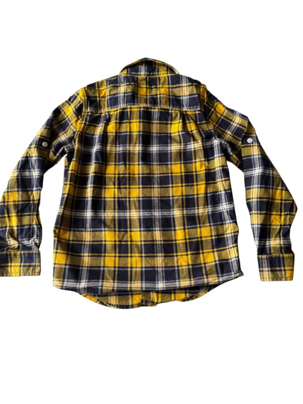 The Children's Place boys yellow and blue plaid button down collared shirt M